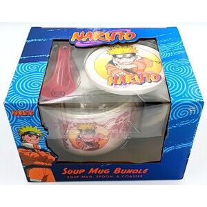 Naruto Soup Mug Bundle 24oz Ceramic Ramen Bowl Spoon Coaster Culturefly Anime